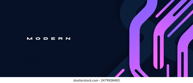 Abstract and Modern Background with Purple Gradient Lines Isolated on Dark Background