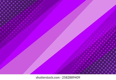 Abstract modern background. Purple gradient decoration is divided by diagonals with halftone dots. color template and presentation design