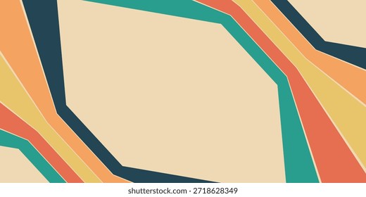 Abstrakter, moderner Hintergrund aus regenbogenfarbenem Wavy Line Design im Hippie Retro Stil der 1970er Jahre. abstrakte Dekoration