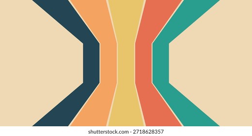 Fundo moderno abstrato do arco-íris groovy Wavy Line design em 1970 Hippie estilo retro. ilustração vetorial
