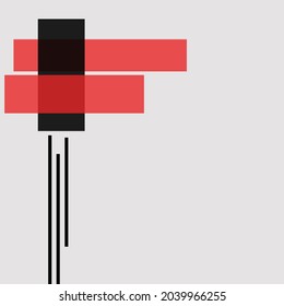 Abstract Modern Background with red and black Colors. Elements of line and square shape