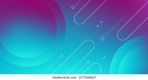Abstrakter, moderner Hintergrund mit Retro-Memphis-Element und lebendiger violetter blauer Farbverlauf-Farbe