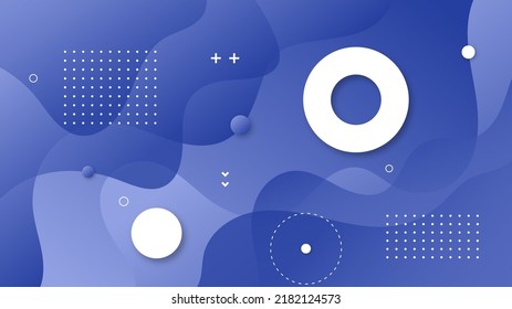 Abstract Modern Background with Retro Memphis Fluid Liquid Wave Element and Blue Gradient Color