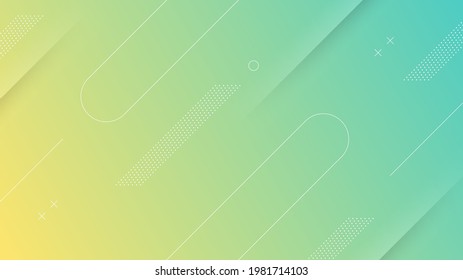 Abstract Modern Background with Soft Yellow Green Color Gradient and Memphis Element