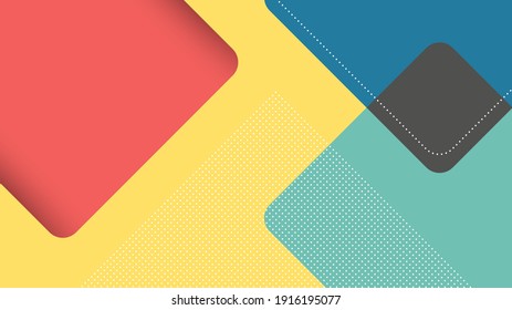 Abstract Modern Background with Square Triangle Papercut Style and Yellow Blue Red Pastel Color