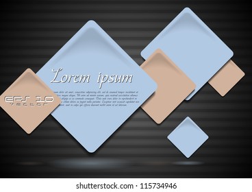 Abstrakter, moderner Hintergrund. Quadrate auf dunklem Hintergrund. Vektorgrafik eps10