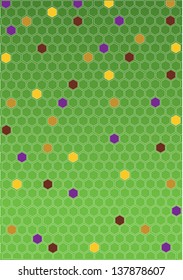 abstract modern background with symmetrical hexagonal combs isolated on lighting green background