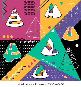 Abstract modern background. Trendy 80s-90s style with geometric forms and shapes