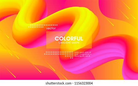 Abstract Modern Background with Trendy Vibrant Gradient. Colorful Flow Shape. 3d Background with Wave Liquid for Flyer, Banner, Poster, Brochure. Bright Vector Background with Gradient Fluid Elements.