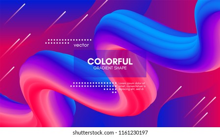 Abstract Modern Background with Trendy Vibrant Gradient. Flow Shapes in Red and Blue Colors. 3d Background with Wave Liquid for Flyer, Poster. Bright Vector Background with Gradient Fluid Elements.