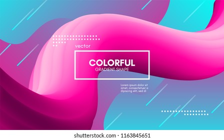 Abstract Modern Background with Trendy Vibrant Gradient. Flow Shapes in Pink and Blue Colors. 3d Background with Wave Liquid for Flyer, Poster. Bright Vector Background with Gradient Fluid Elements.