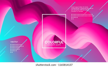 Abstract Modern Background with Trendy Vibrant Gradient. Flow Shapes in Pink and Blue Colors. 3d Background with Wave Liquid for Flyer, Poster. Bright Vector Background with Gradient Fluid Elements.