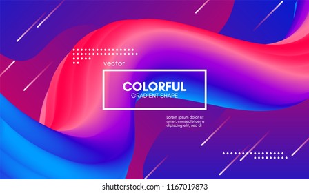 Abstract Modern Background with Trendy Vibrant Gradient. Flow Shapes in Red and Blue Colors. 3d Background with Wave Liquid for Flyer, Poster. Bright Vector Background with Gradient Fluid Elements.