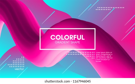 Abstract Modern Background with Trendy Vibrant Gradient. Flow Shapes in Pink and Blue Colors. 3d Background with Wave Liquid for Flyer, Poster. Bright Vector Background with Gradient Fluid Elements.