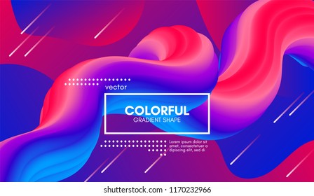 Abstract Modern Background with Trendy Vibrant Gradient. Flow Shapes in Red and Blue Colors. 3d Background with Wave Liquid for Flyer, Poster. Bright Vector Background with Gradient Fluid Elements.