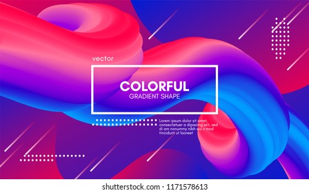 Abstract Modern Background with Trendy Vibrant Gradient. Flow Shapes in Red and Blue Colors. 3d Background with Wave Liquid for Flyer, Poster. Bright Vector Background with Gradient Fluid Elements.
