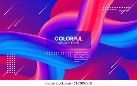 Abstract Modern Background with Trendy Vibrant Gradient. Flow Shapes in Red and Blue Colors. 3d Background with Wave Liquid for Flyer, Poster. Bright Vector Background with Gradient Fluid Elements.