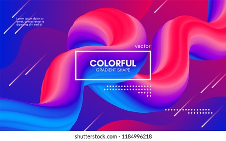 Abstract Modern Background with Trendy Vibrant Gradient. Flow Shapes in Red and Blue Colors. 3d Background with Wave Liquid for Flyer, Poster. Bright Vector Background with Gradient Fluid Elements.