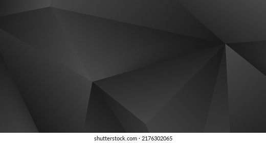 Abstract Modern Background with Triangle Lowpoly Element and Black Gradient Color