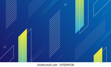 Abstract Modern Background with Vibrance Dark Blue and Neon Color Gradient and Memphis Element