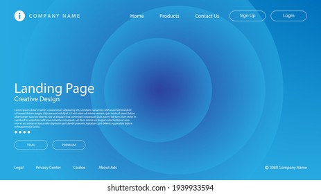 Abstract Modern Background with Vibrant Blue Color Gradient and Circle Element for Website Kanding Page