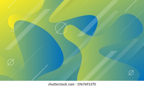 Abstract Modern Background with Vibrant Blue Yellow Color Gradient and Memphis Element