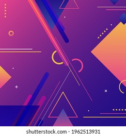 Resumen de fondo moderno vibrante elementos futuristas geométricos vivos gradiente colorido con rayas de líneas. Ilustración del vector