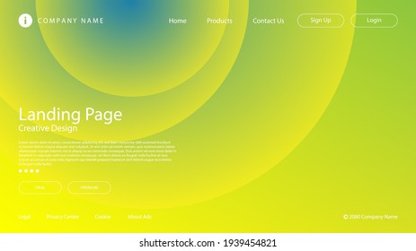 Abstract Modern Background With Vibrant Green Blue Yellow Color Gradient And Circle Element For Website Landing Page