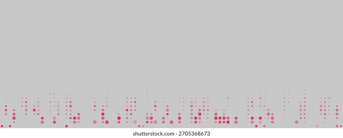Abstractas fondo moderno con puntos rosas y rojos vibrantes que crean un patrón digital dinámico en una superficie gris claro, perfecto para el diseño contemporáneo