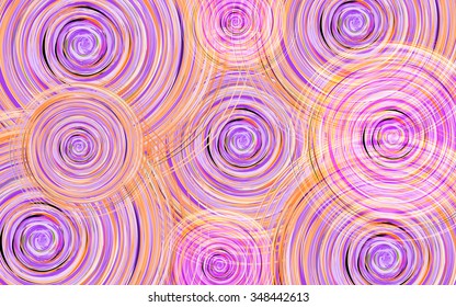 Abstract modern background with vortex circles of orange and violet shades