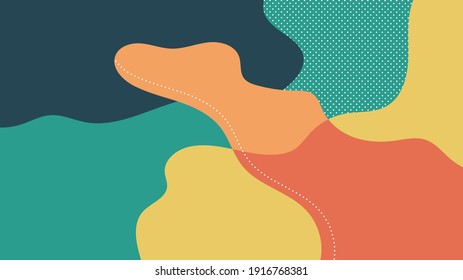 Abstract Modern Background with Wave Flat Style and Green Orange Pastel Color