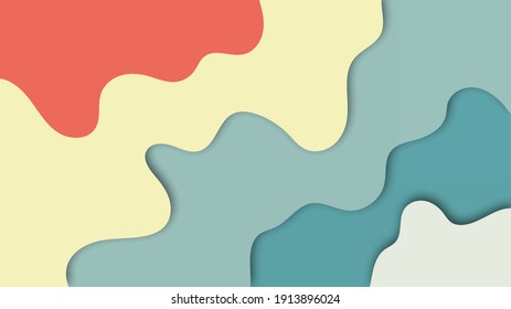 Resumen de fondo moderno con estilo de papel ondulado y color rosa crema azul pastel