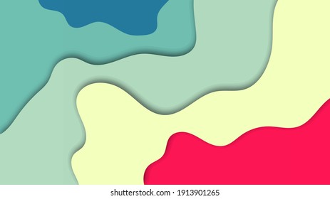 Abstract Modern Background with Wave Papercut Style and Pink Cream Blue Gray Pastel Color
