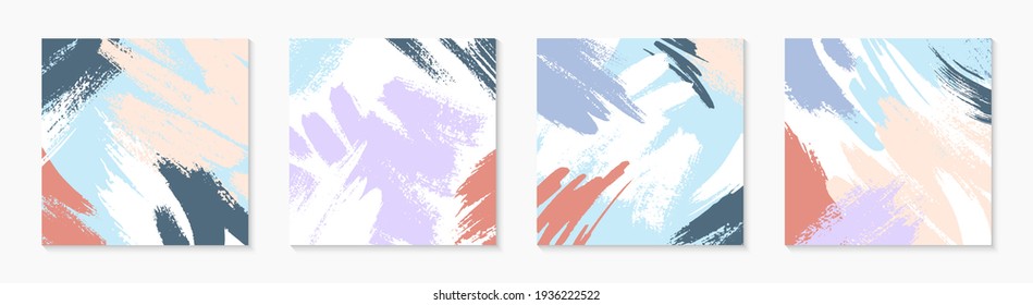 Abstract modern backgrounds with copy space for text.Universal vector templates with hand drawn brush strokes and textures.Trendy design perfect for prints,social media,banners,invitations,branding 