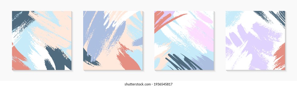 Abstract modern backgrounds with copy space for text.Universal vector templates with hand drawn brush strokes and textures.Trendy design perfect for prints,social media,banners,invitations,branding 