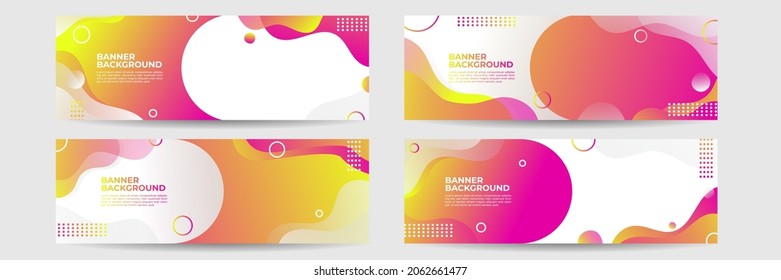 Abstract modern banner background gradient color. Yellow and pink gradient with halftone decoration