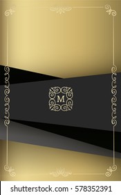 Abstract modern banner, card. Golden/Black design