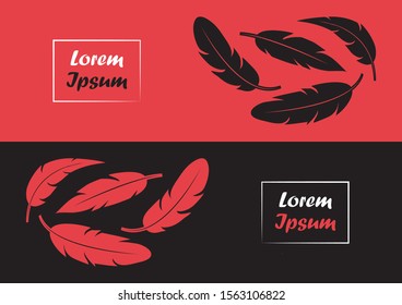 Abstract modern banner with feather, red and black colors. Vector illustration