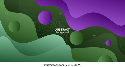 Abstract modern banner with green and purple 3D background. Creative wave banner design with simple pattern concept. Design with liquid wave element background. Vector Eps10