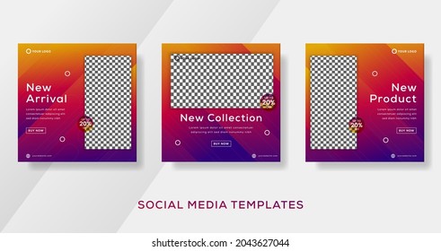 Abstract modern banner template with gradient color for social media post. premium vetor