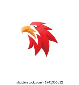 Abstract Modern Bird Eagle Falcon Hawk Phoenix Head Mascot Character illustration Logo with 3D Gradient Coloring