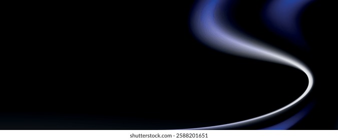 Abstract modern black background with blue curve design. Black banner vector background. Black background with abstract blue curve line. Minimal black abstract background vector wallpaper