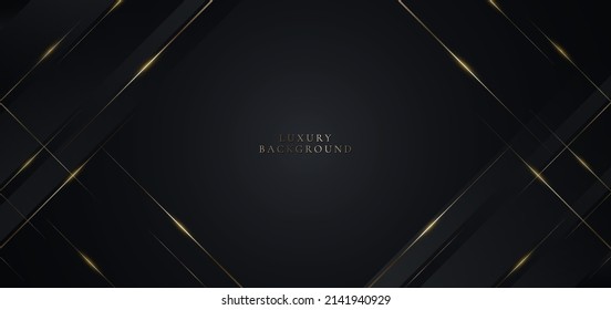 Abstract modern black background paper cut style with golden line  Luxury concept. You can use for banner template, cover, print ad, presentation, brochure, etc. Vector illustration