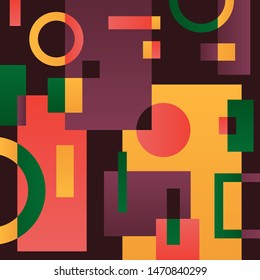 Abstract modern black ground with geometric objects. Dynamical colored forms and lines. Futuristic abstract banners with various geometric shapes. Template for logo, flyer, presentation