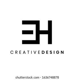 Abstract modern black initial EH logo design vector