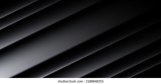 Abstract Modern Black And Silver Gradient Diagonal Background. Elegant Smooth Shiny Black Material. Luxury Gray Metal Texture. Suit For Banner, Poster, Wallpaper, Desktop, Cover, Website, Brochure