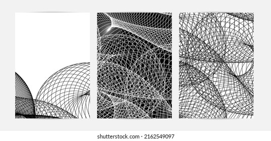 Abstract modern black and white blend texture. Wavy linear 3D pattern. Simple futuristic background striped overlay design. Swirly motion poster art. Geometric architectural drawing.