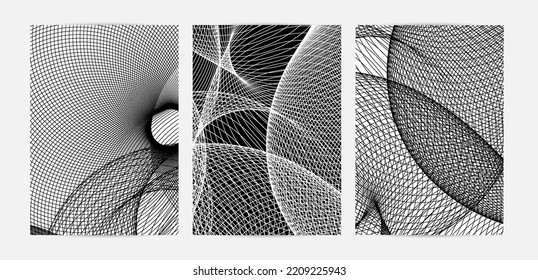 Abstract modern black and white blend texture. Wavy linear 3D pattern. Simple futuristic background striped overlay design. Swirly motion poster art. Geometric architectural drawing.