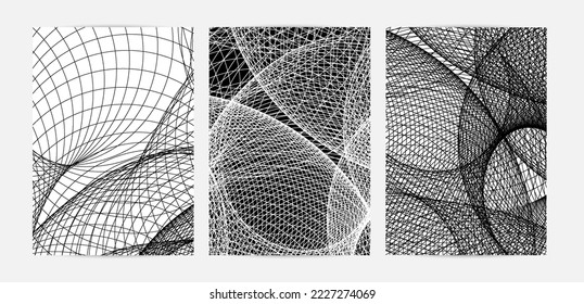 Abstract modern black and white blend texture. Wavy linear 3D pattern. Simple futuristic background striped overlay design. Swirly motion poster art. Geometric architectural drawing.