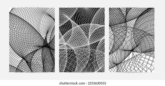 Abstract modern black and white blend texture. Wavy linear 3D pattern. Simple futuristic background striped overlay design. Swirly motion poster art. Geometric architectural drawing.